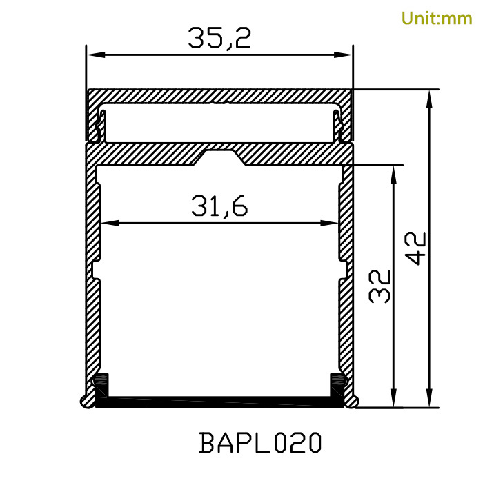 HL-BAPL020 Height 30mm High Power Recessed Extruded Aluminum Channel Profile Good heatsink For Home Lighting HL-BAPL020 Height 30mm High Power Recessed Extruded Aluminum Channel Profile Good heatsink For Home Lighting